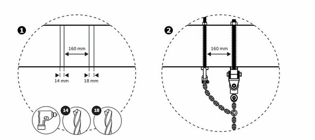 AT-817.002.020.001 Schommelhaak Openbaar Groepschommels M16 Incl. Veiligheids Ketting